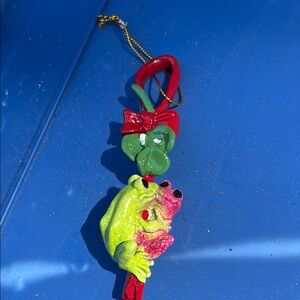 Kitty’s Critters “pucker up” Colorful Frog and Heart Ornament